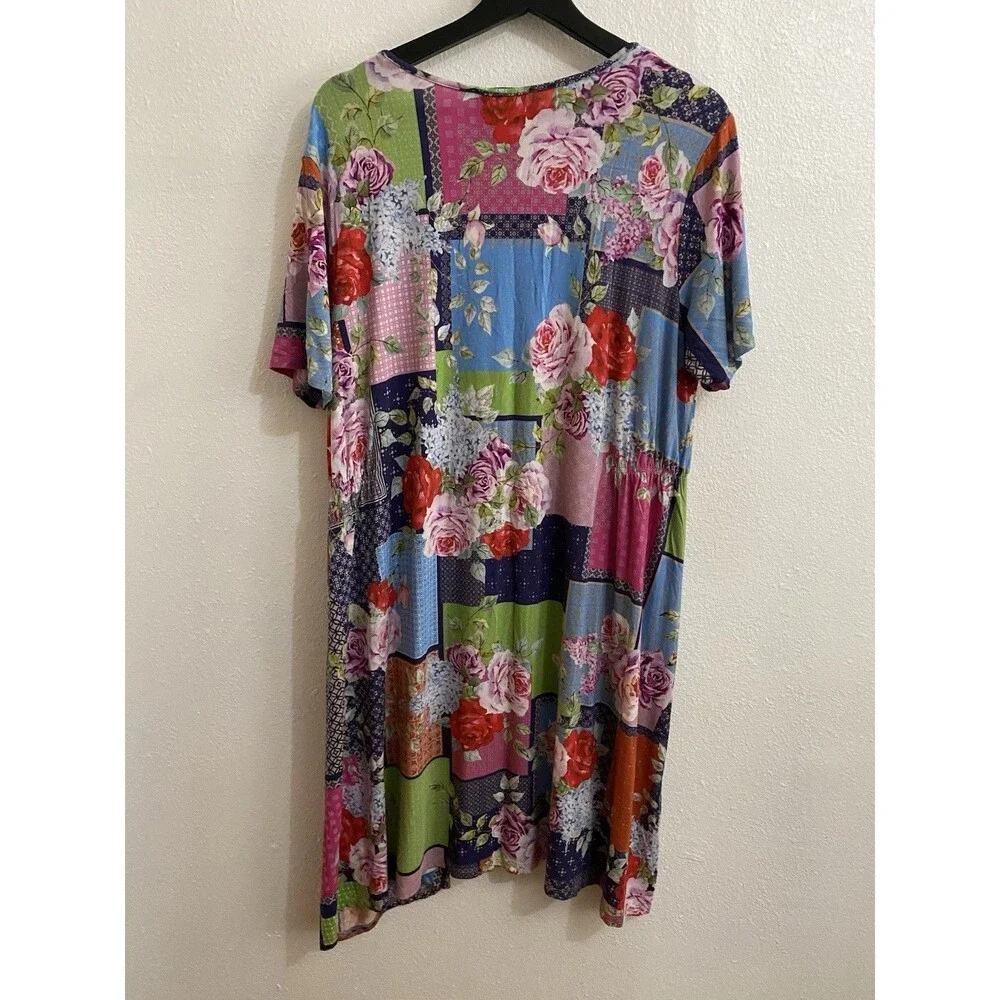 Johnny Was Jersey Knit Boho Patchwork Dress XL D34